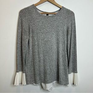 Design Lab By Lord & Taylor Layered Blouse Sweater Grey